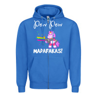 True Royal womens pew madafakas funny fantasy unicorn with rainbow gun   white v Zipper Hoodie - linhVisuals