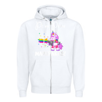 White womens pew madafakas funny fantasy unicorn with rainbow gun   white v Zipper Hoodie - linhVisuals