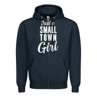 Navy womens just a small town girl journey t shirt Zipper Hoodie - linhVisuals