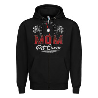 Black race car mom pit crew racing family birthday party t shirt Zipper Hoodie - linhVisuals