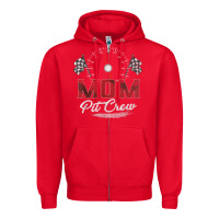 Red race car mom pit crew racing family birthday party t shirt Zipper Hoodie - linhVisuals