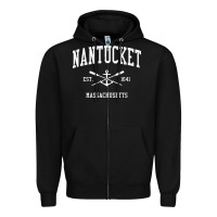 Black nantucket ma vintage crossed oars & boat anchor sports pullover hoodie Zipper Hoodie - linhVisuals