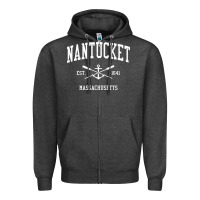 Charcoal Heather nantucket ma vintage crossed oars & boat anchor sports pullover hoodie Zipper Hoodie - linhVisuals
