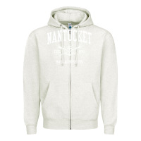 Oatmeal Heather nantucket ma vintage crossed oars & boat anchor sports pullover hoodie Zipper Hoodie - linhVisuals