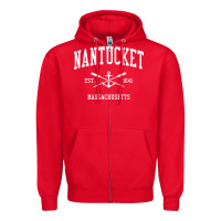 Red nantucket ma vintage crossed oars & boat anchor sports pullover hoodie Zipper Hoodie - linhVisuals