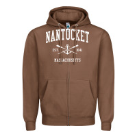 Chestnut nantucket ma vintage crossed oars & boat anchor sports pullover hoodie Zipper Hoodie - linhVisuals