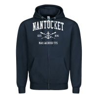 Navy nantucket ma vintage crossed oars & boat anchor sports pullover hoodie Zipper Hoodie - linhVisuals