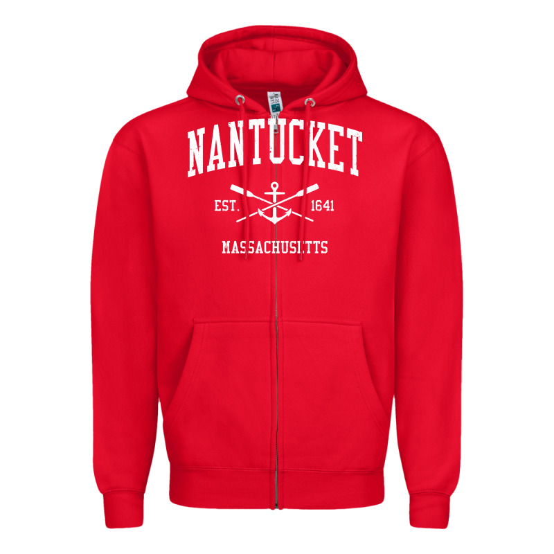 Nantucket Ma Vintage Crossed Oars & Boat Anchor Sports Pullover Hoodie Zipper Hoodie by linhVisuals | Teevron