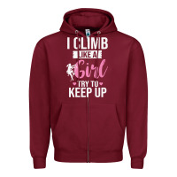 Burgundy climbing climb mountain climbing like a girl 345 climb climbing lover Zipper Hoodie - linhVisuals