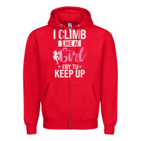 Red climbing climb mountain climbing like a girl 345 climb climbing lover Zipper Hoodie - linhVisuals