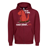 Burgundy dinosaur dino trex row t rex saurus Zipper Hoodie - linhVisuals