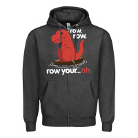 Charcoal Heather dinosaur dino trex row t rex saurus Zipper Hoodie - linhVisuals