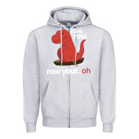 Heather Grey dinosaur dino trex row t rex saurus Zipper Hoodie - linhVisuals
