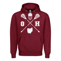 Burgundy ohio lacrosse sticks & helmet state outline lax player t shirt Zipper Hoodie - linhVisuals
