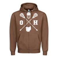 Chestnut ohio lacrosse sticks & helmet state outline lax player t shirt Zipper Hoodie - linhVisuals