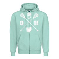 Seafoam ohio lacrosse sticks & helmet state outline lax player t shirt Zipper Hoodie - linhVisuals