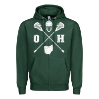 Sports Green ohio lacrosse sticks & helmet state outline lax player t shirt Zipper Hoodie - linhVisuals