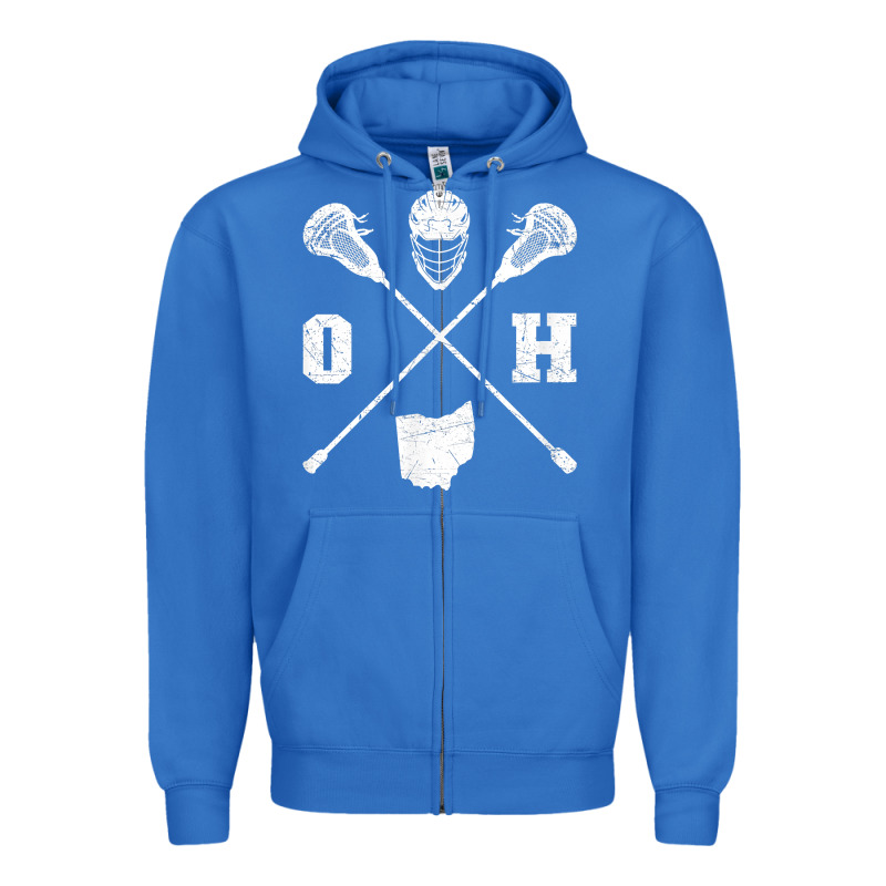 Ohio Lacrosse Sticks & Helmet State Outline Lax Player T Shirt Zipper Hoodie by linhVisuals | Teevron