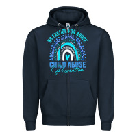 Navy no excuse child abuse prevention awareness leopard rainbow t shirt Zipper Hoodie - linhVisuals