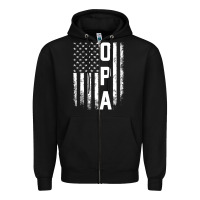 Black opa gift america flag gift for men father's day pullover hoodie Zipper Hoodie - linhVisuals