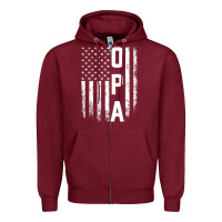 Burgundy opa gift america flag gift for men father's day pullover hoodie Zipper Hoodie - linhVisuals