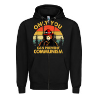 Black vintage only you can prevent communism funny bear camping t shirt Zipper Hoodie - linhVisuals