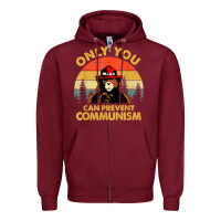 Burgundy vintage only you can prevent communism funny bear camping t shirt Zipper Hoodie - linhVisuals