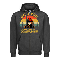 Charcoal Heather vintage only you can prevent communism funny bear camping t shirt Zipper Hoodie - linhVisuals