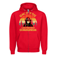 Red vintage only you can prevent communism funny bear camping t shirt Zipper Hoodie - linhVisuals