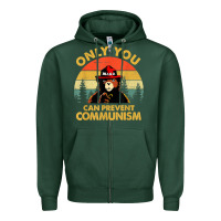 Sports Green vintage only you can prevent communism funny bear camping t shirt Zipper Hoodie - linhVisuals