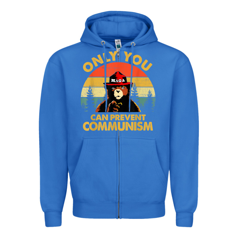 Vintage Only You Can Prevent Communism Funny Bear Camping T Shirt Zipper Hoodie by linhVisuals | Teevron