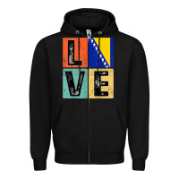 Black vintage retro i love bosnia flag for bosnian pride gift t shirt Zipper Hoodie - linhVisuals