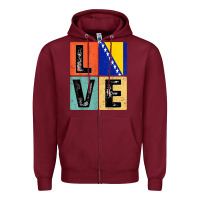 Burgundy vintage retro i love bosnia flag for bosnian pride gift t shirt Zipper Hoodie - linhVisuals