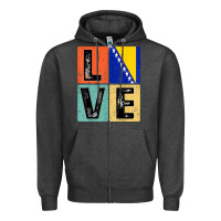 Charcoal Heather vintage retro i love bosnia flag for bosnian pride gift t shirt Zipper Hoodie - linhVisuals
