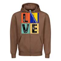 Chestnut vintage retro i love bosnia flag for bosnian pride gift t shirt Zipper Hoodie - linhVisuals