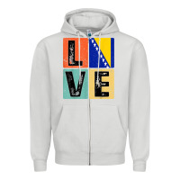 Dove Grey vintage retro i love bosnia flag for bosnian pride gift t shirt Zipper Hoodie - linhVisuals