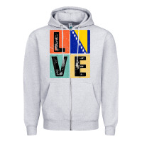 Heather Grey vintage retro i love bosnia flag for bosnian pride gift t shirt Zipper Hoodie - linhVisuals
