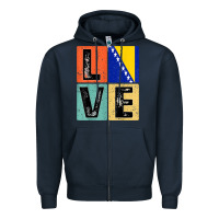 Navy vintage retro i love bosnia flag for bosnian pride gift t shirt Zipper Hoodie - linhVisuals