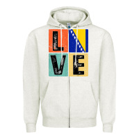 Oatmeal Heather vintage retro i love bosnia flag for bosnian pride gift t shirt Zipper Hoodie - linhVisuals