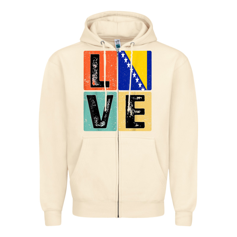 Vintage Retro I Love Bosnia Flag For Bosnian Pride Gift T Shirt Zipper Hoodie by linhVisuals | Teevron