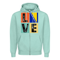Seafoam vintage retro i love bosnia flag for bosnian pride gift t shirt Zipper Hoodie - linhVisuals