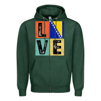 Sports Green vintage retro i love bosnia flag for bosnian pride gift t shirt Zipper Hoodie - linhVisuals