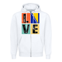 White vintage retro i love bosnia flag for bosnian pride gift t shirt Zipper Hoodie - linhVisuals