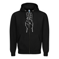 Black peace sign two fingers hand gesture symbol illustration t shirt Zipper Hoodie - linhVisuals