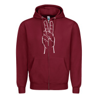 Burgundy peace sign two fingers hand gesture symbol illustration t shirt Zipper Hoodie - linhVisuals