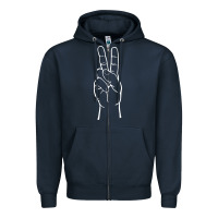 Navy peace sign two fingers hand gesture symbol illustration t shirt Zipper Hoodie - linhVisuals