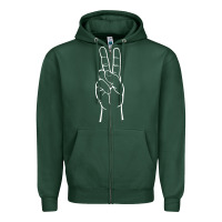 Sports Green peace sign two fingers hand gesture symbol illustration t shirt Zipper Hoodie - linhVisuals