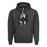 Charcoal Heather rat terrier dog in pocket, rattie puppy, ratting terrier t shirt Zipper Hoodie - linhVisuals