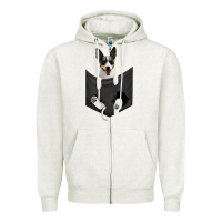 Oatmeal Heather rat terrier dog in pocket, rattie puppy, ratting terrier t shirt Zipper Hoodie - linhVisuals