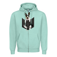 Seafoam rat terrier dog in pocket, rattie puppy, ratting terrier t shirt Zipper Hoodie - linhVisuals